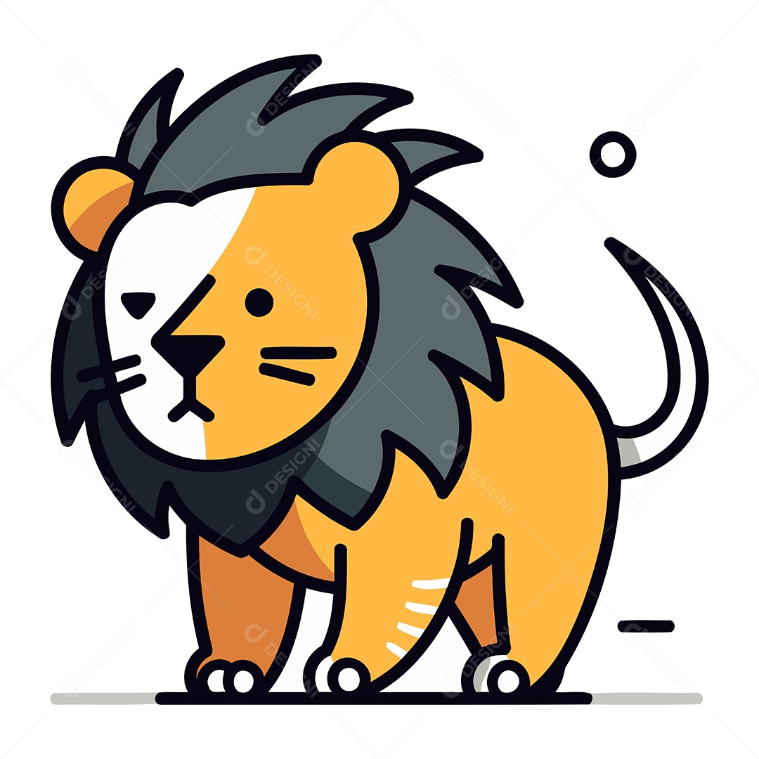 Leão de Desenho Animado Ilustração Vetor EPS