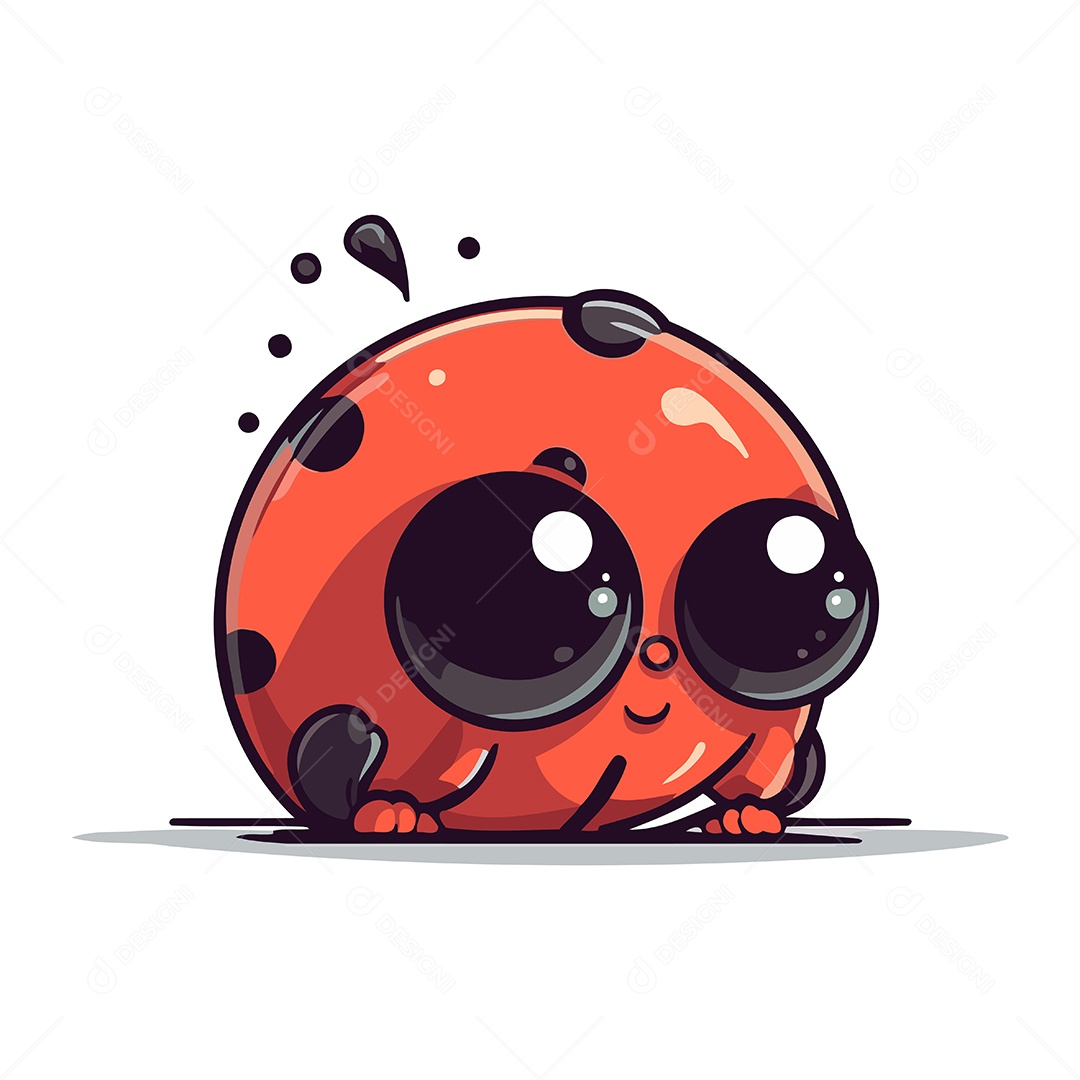 Joaninha Fofa de Desenho Animado Ilustração Vetor EPS