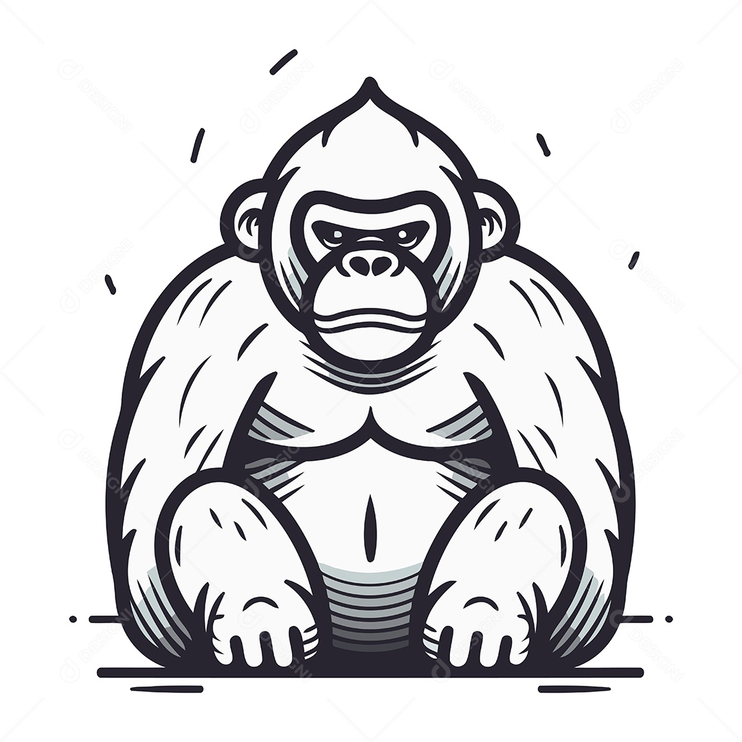 Gorila de Desenho Animado Ilustração Vetor EPS