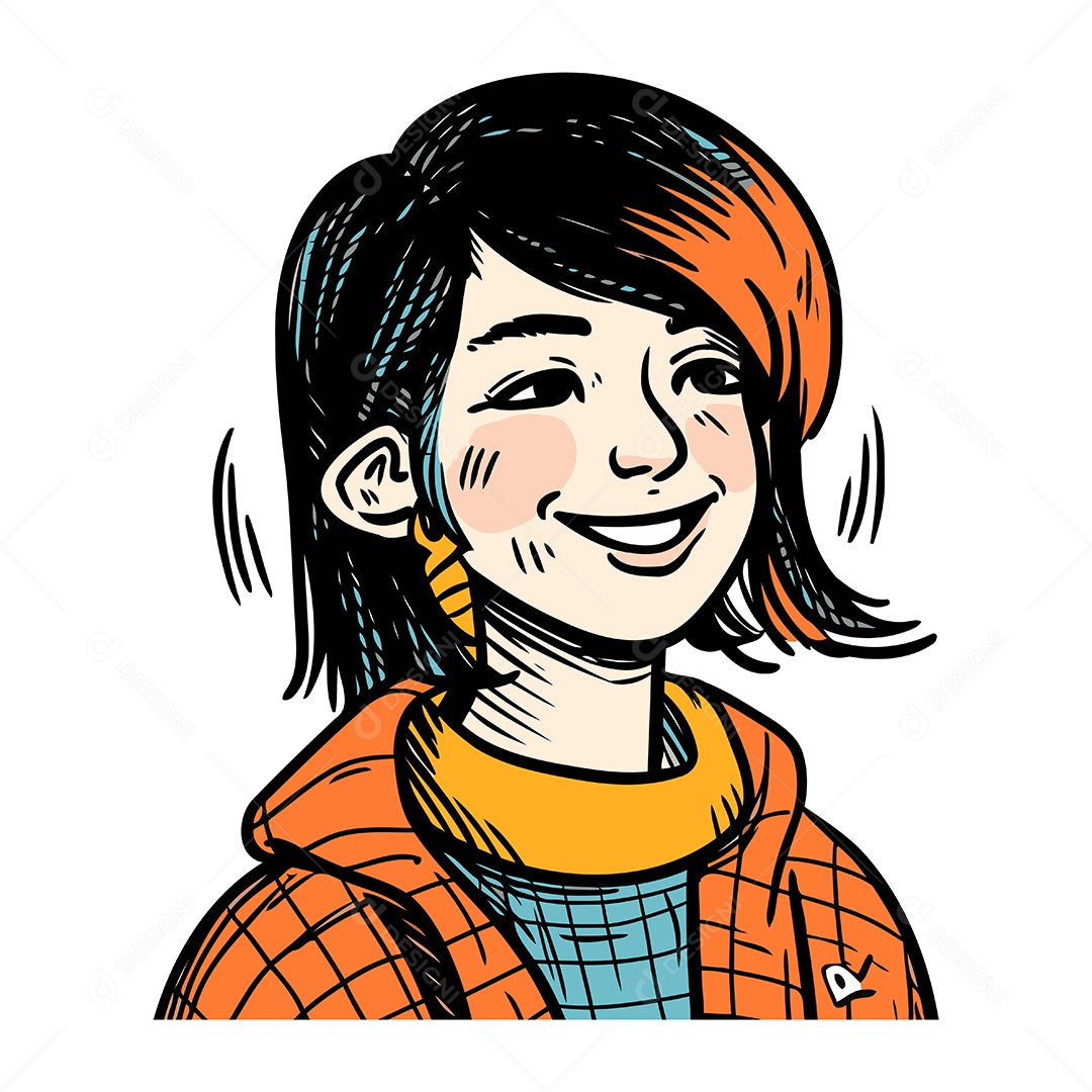 Mulher Sorridente de Desenho Animado Ilustração Vetor EPS