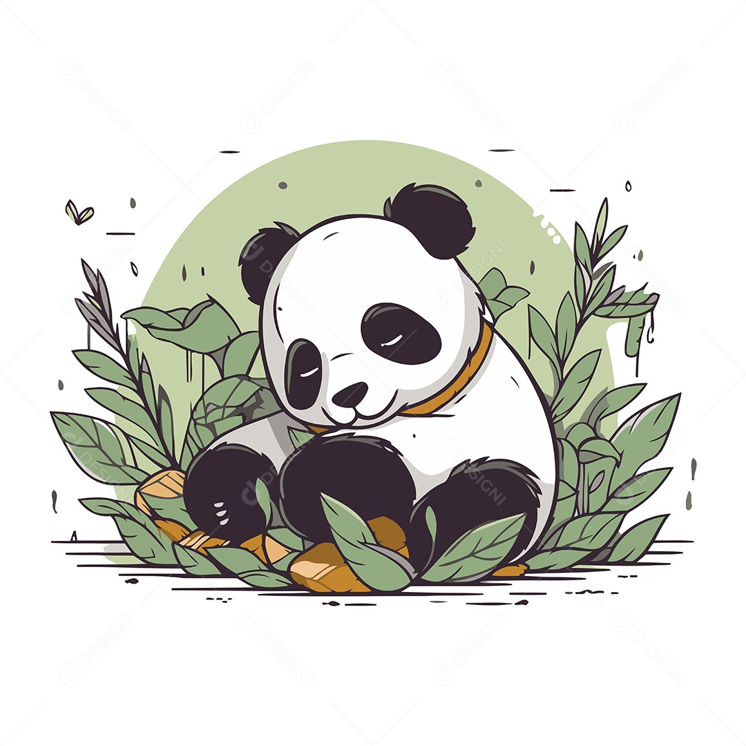 Panda Fofo de Desenho Animado Ilustração Vetor EPS