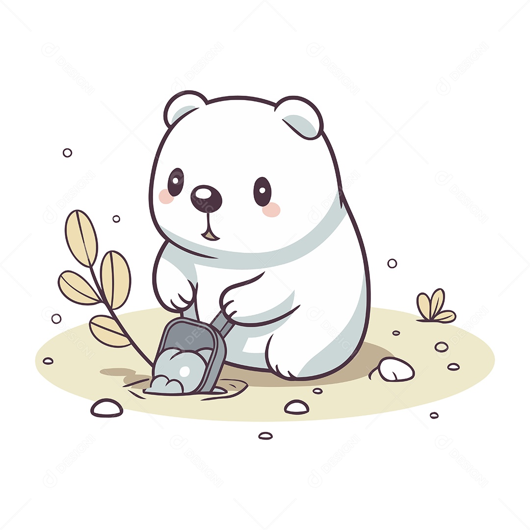 Urso Polar Fofo de Desenho Animado Ilustração Vetor EPS