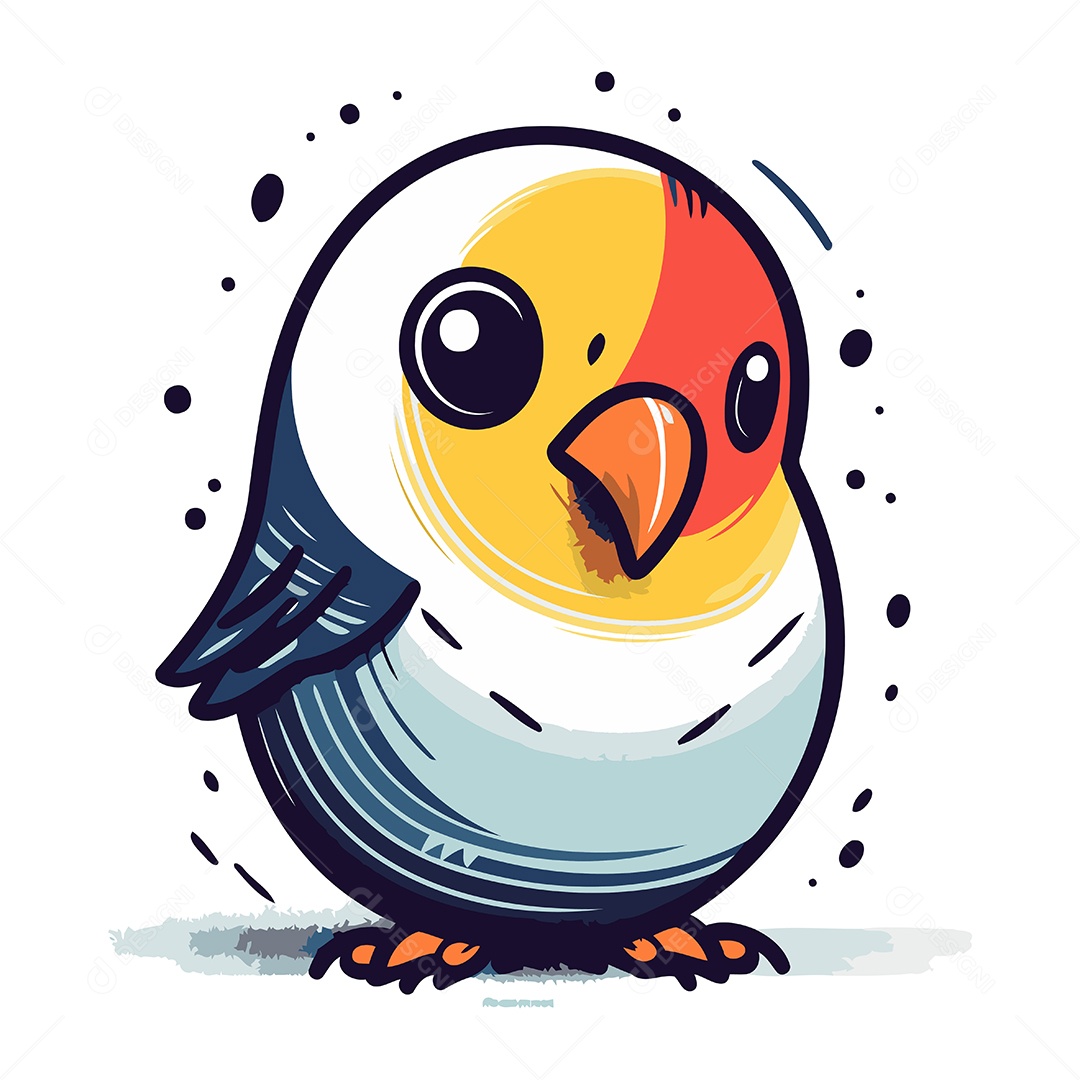 Papagaio Fofo de Desenho Animado Ilustração Vetor EPS