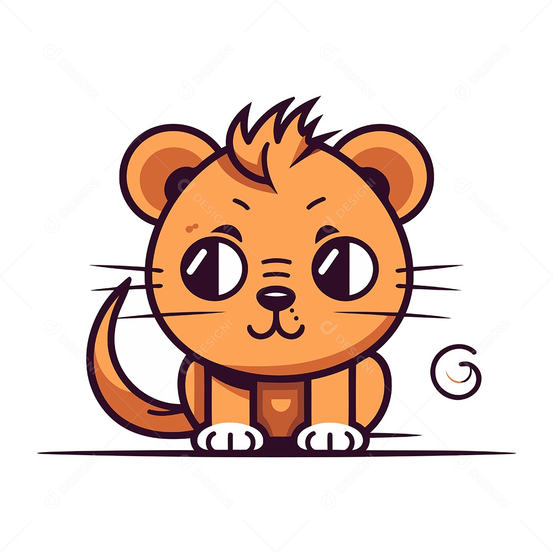 Leãozinho Fofo de Desenho Animado Ilustração Vetor EPS