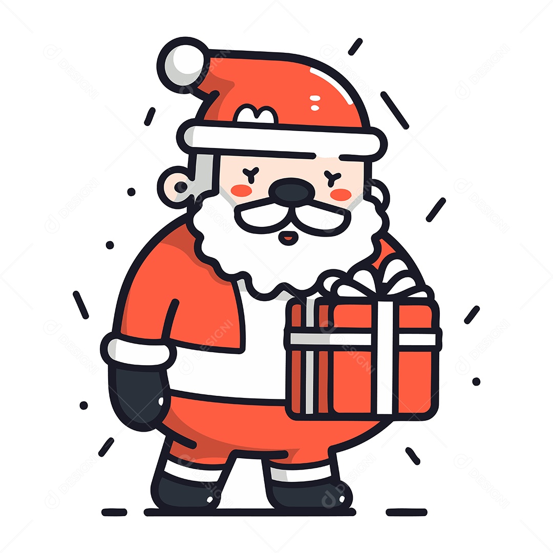 Papai Noel Segurando uma Caixa de Presente Ilustração Vetor EPS