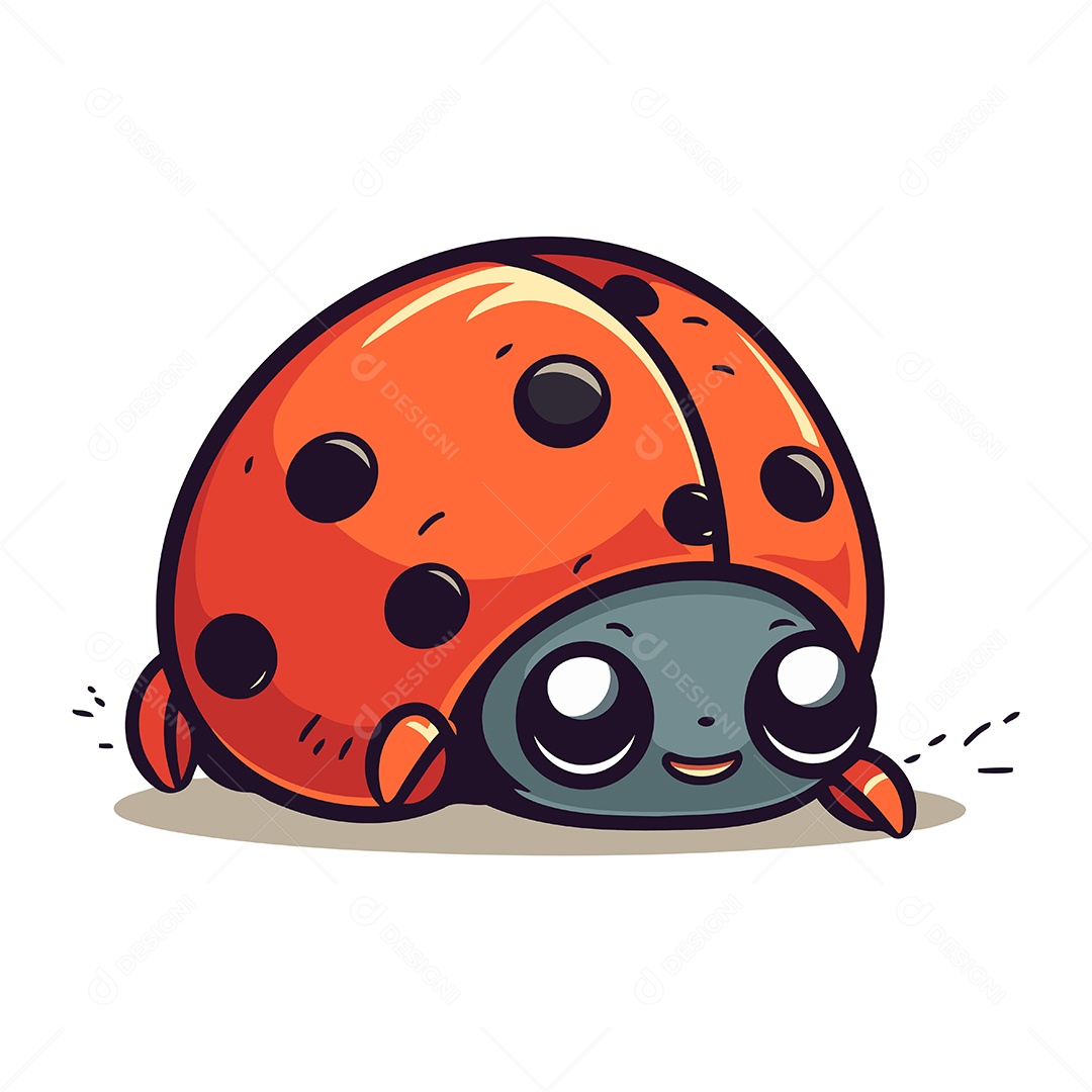 Joaninha Fofa de Desenho Animado Ilustração Vetor EPS