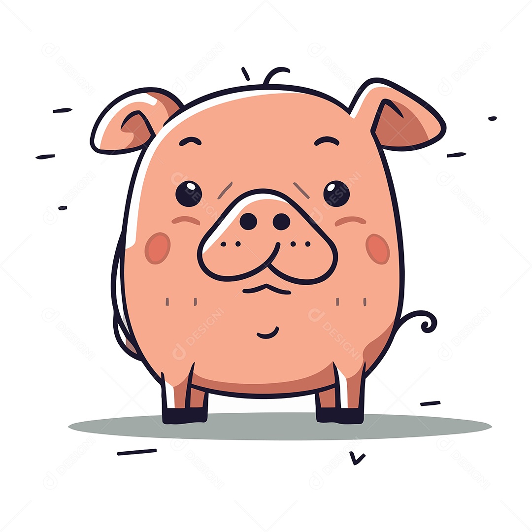 Porco de Desenho Animado Ilustração Vetor EPS