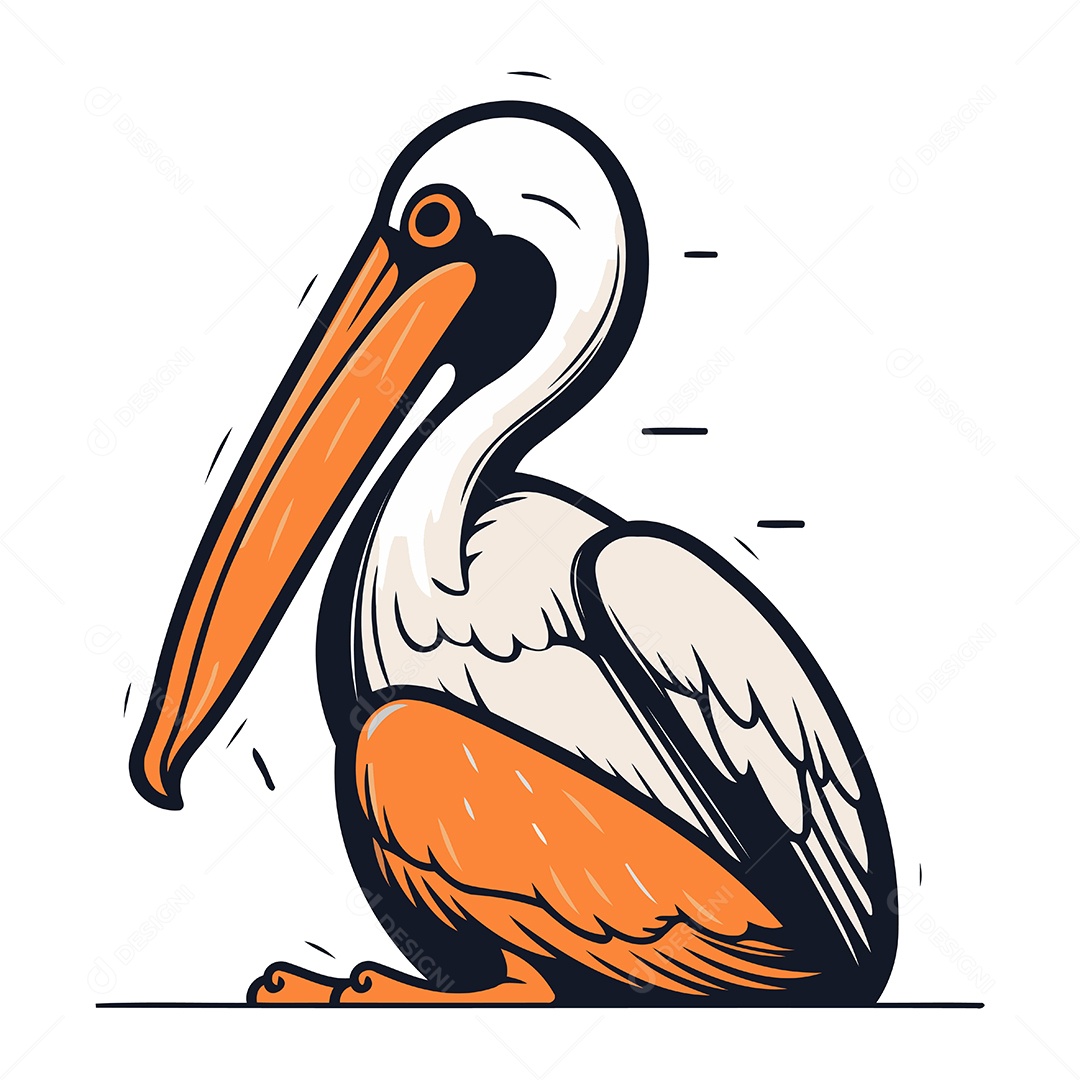 Pelicano de Desenho Animado Ilustração Vetor EPS