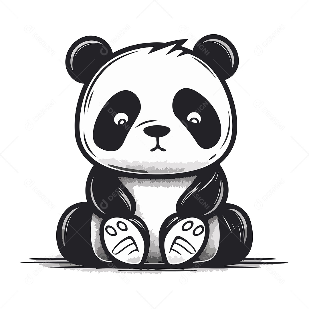 Panda Fofo de Desenho Animado Ilustração Vetor EPS