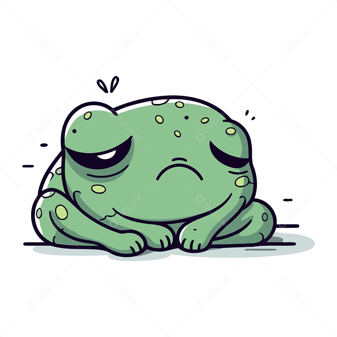 Sapo Triste de Desenho Animado Ilustração Vetor EPS