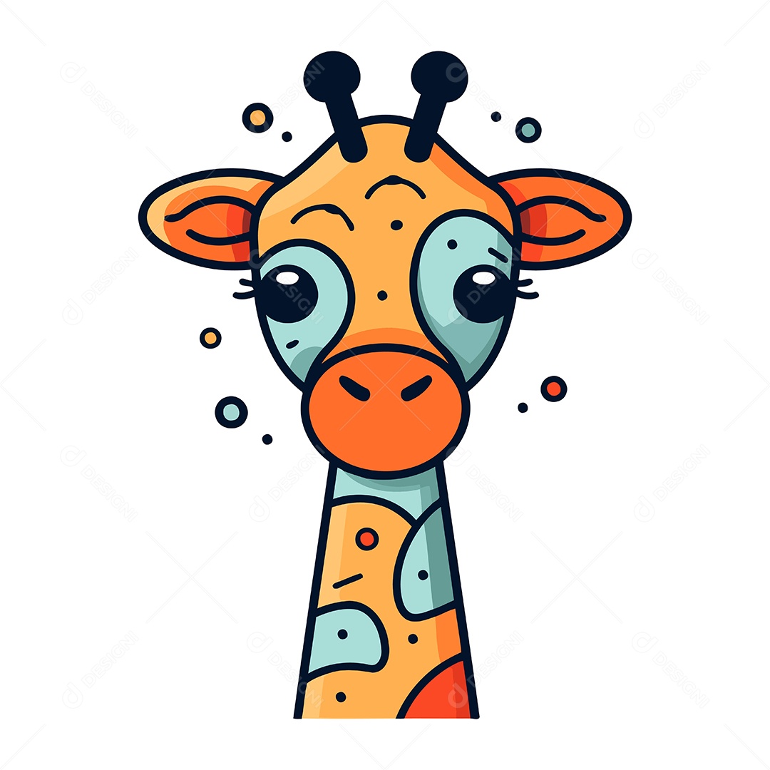 Cabeça de Girafa Desenho Animado Ilustração Vetor EPS