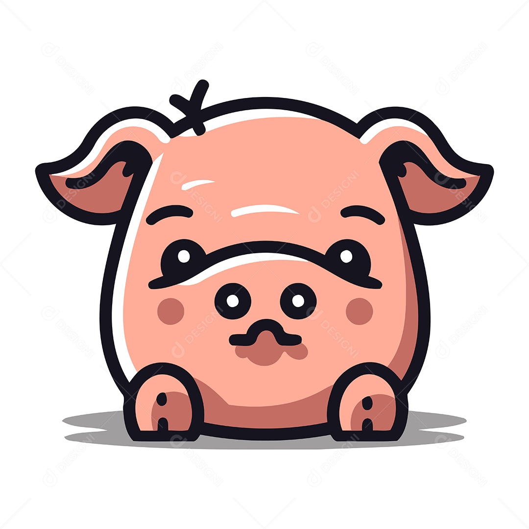 Porco de Desenho Animado Ilustração Vetor EPS