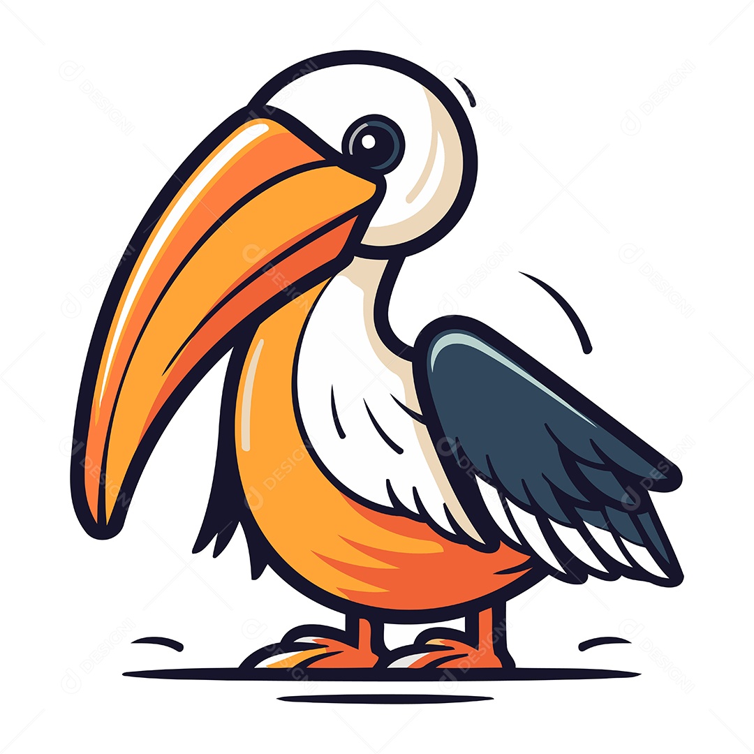 Pelicano de Desenho Animado Ilustração Vetor EPS