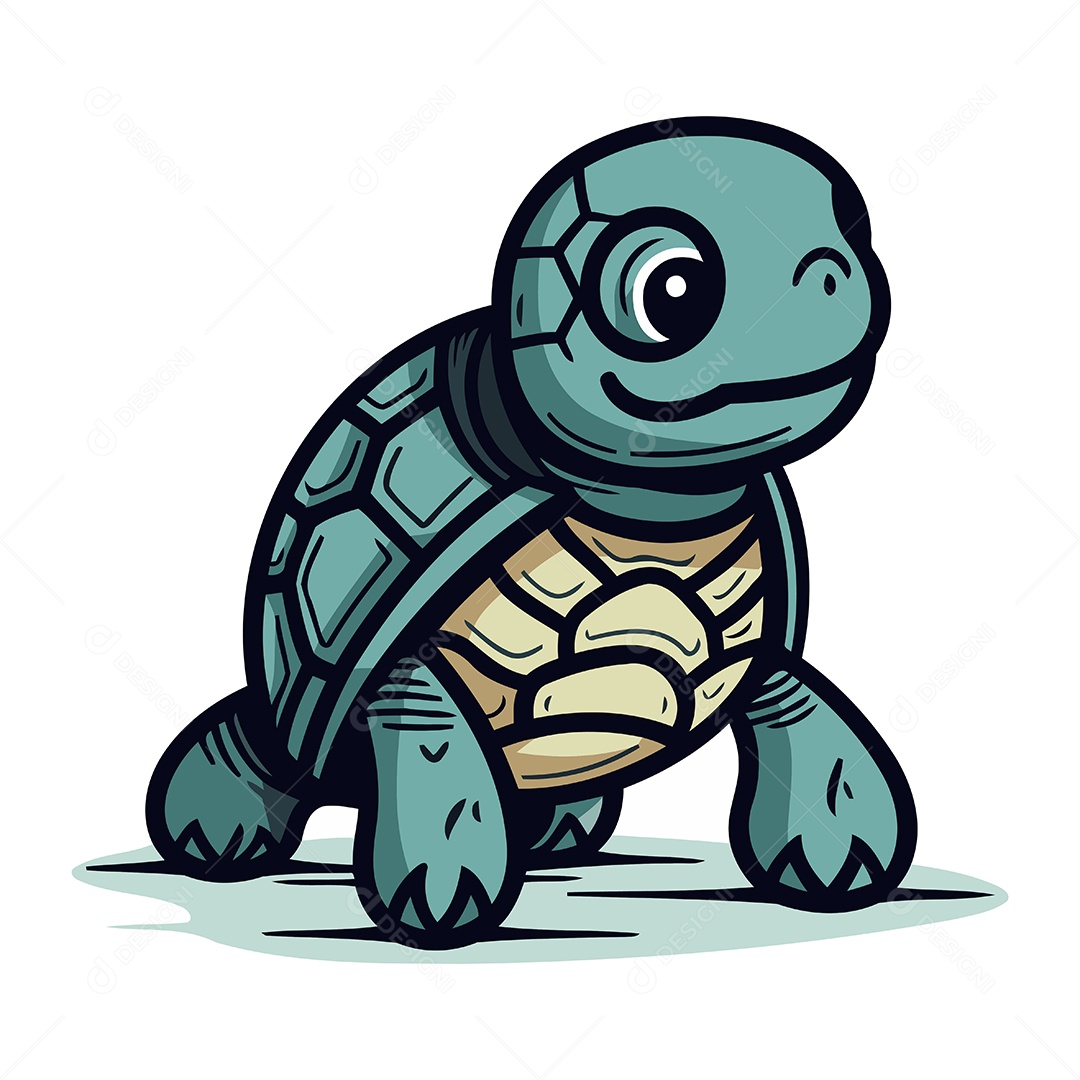 Tartaruga de Desenho Animado Ilustração Vetor EPS