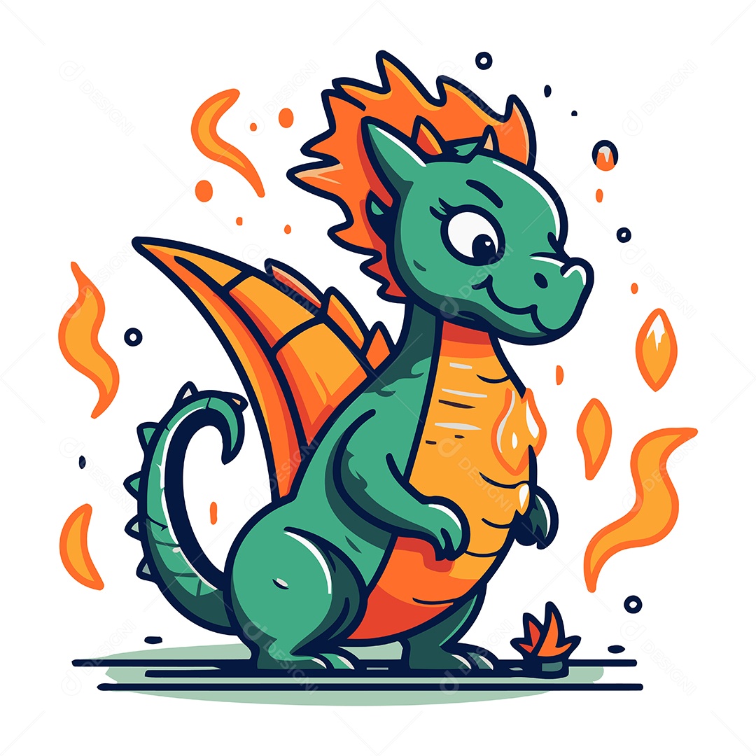 Dragão de Desenho Animado Ilustração Vetor EPS