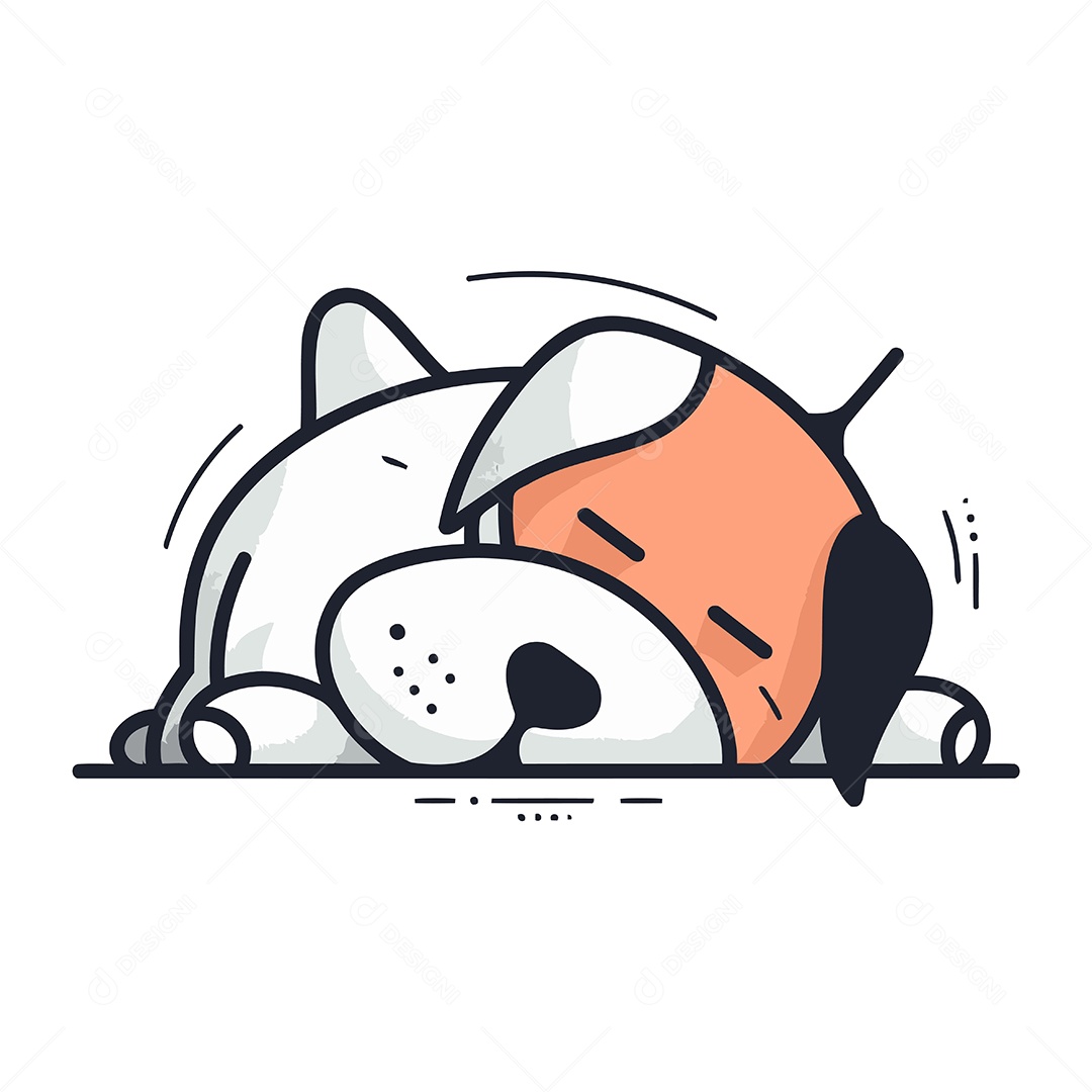 Cachorro de Desenho Animado Dormindo Ilustração Vetor EPS