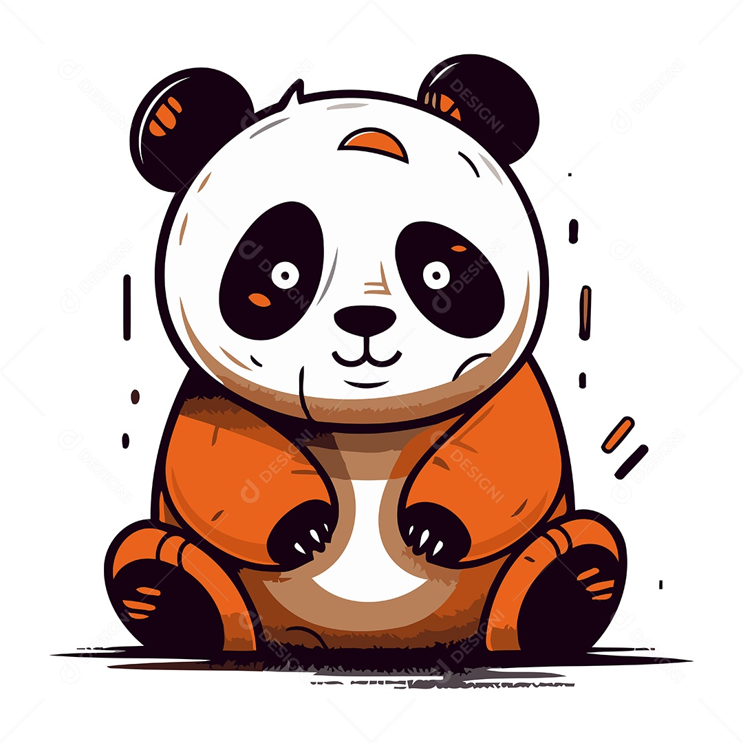 Urso Panda de Desenho Animado Ilustração Vetor EPS