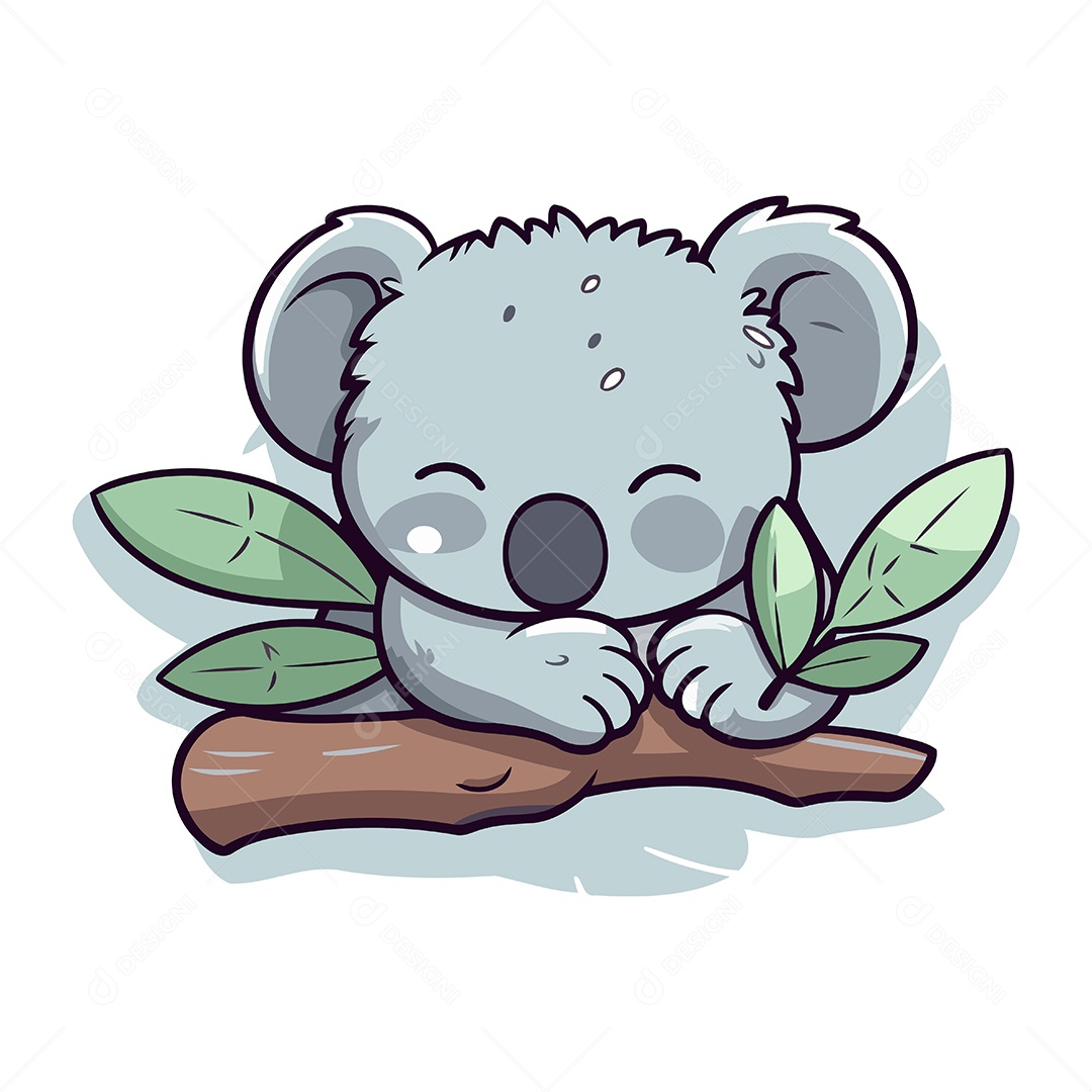 Coala Dormindo em um Galho Ilustração Vetor EPS
