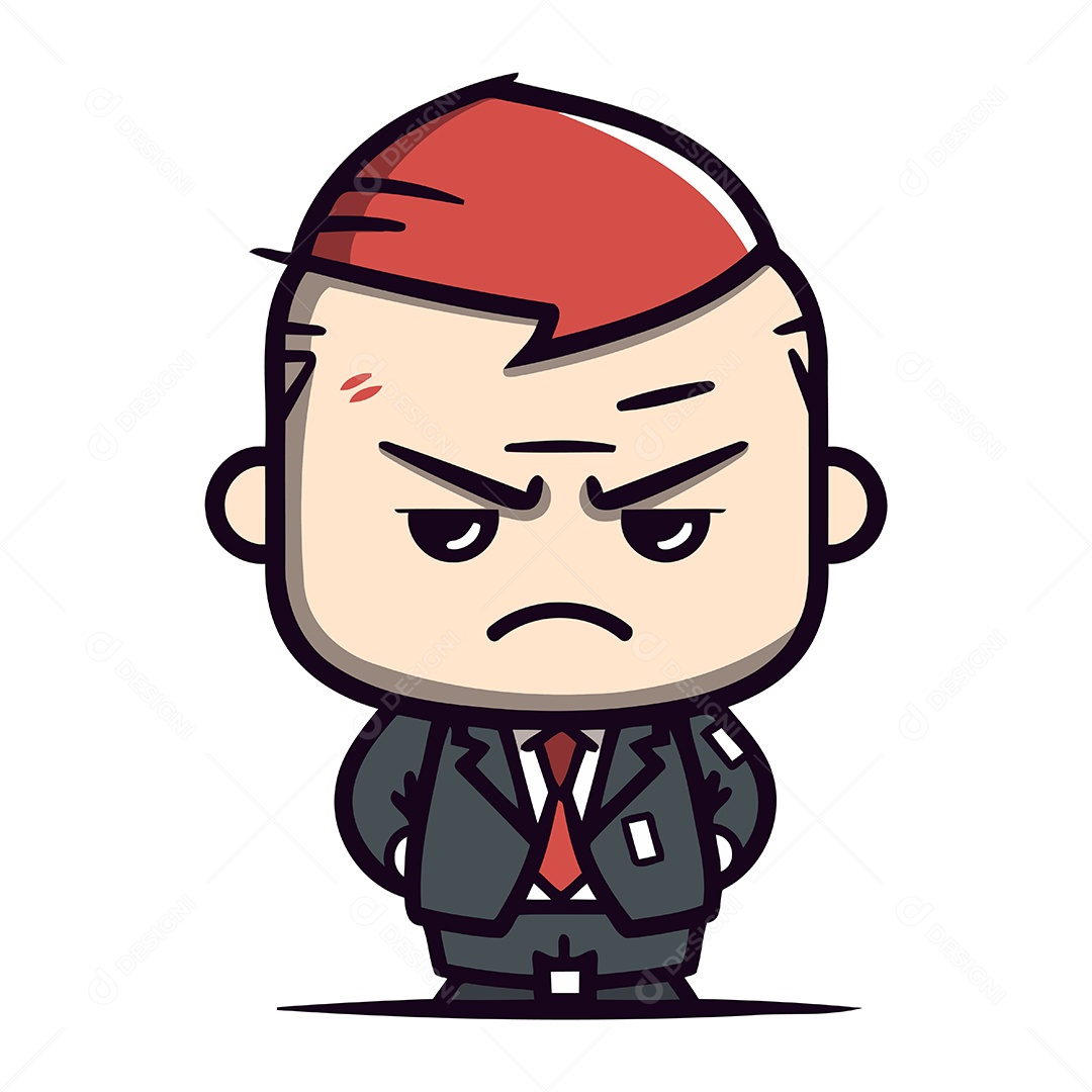 Chefe Irritado de Desenho Animado Ilustração Vetor EPS