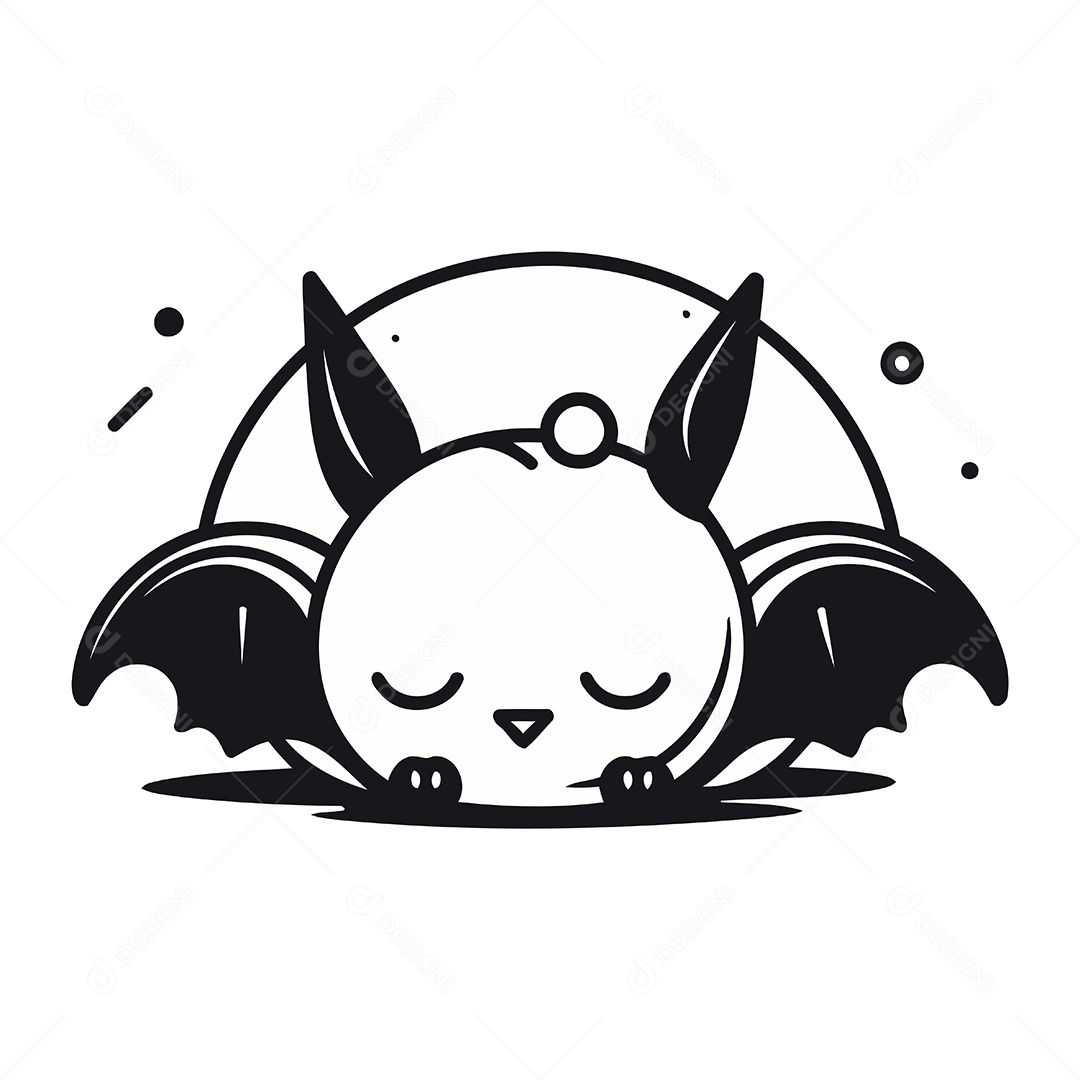 Morcego Fofo de Desenho Animado Ilustração Vetor EPS