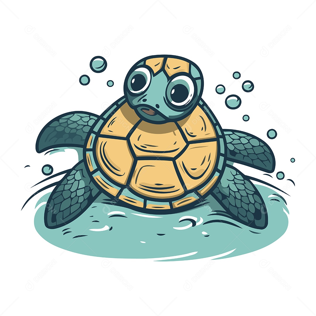 Tartaruga de Desenho Animado Ilustração Vetor EPS