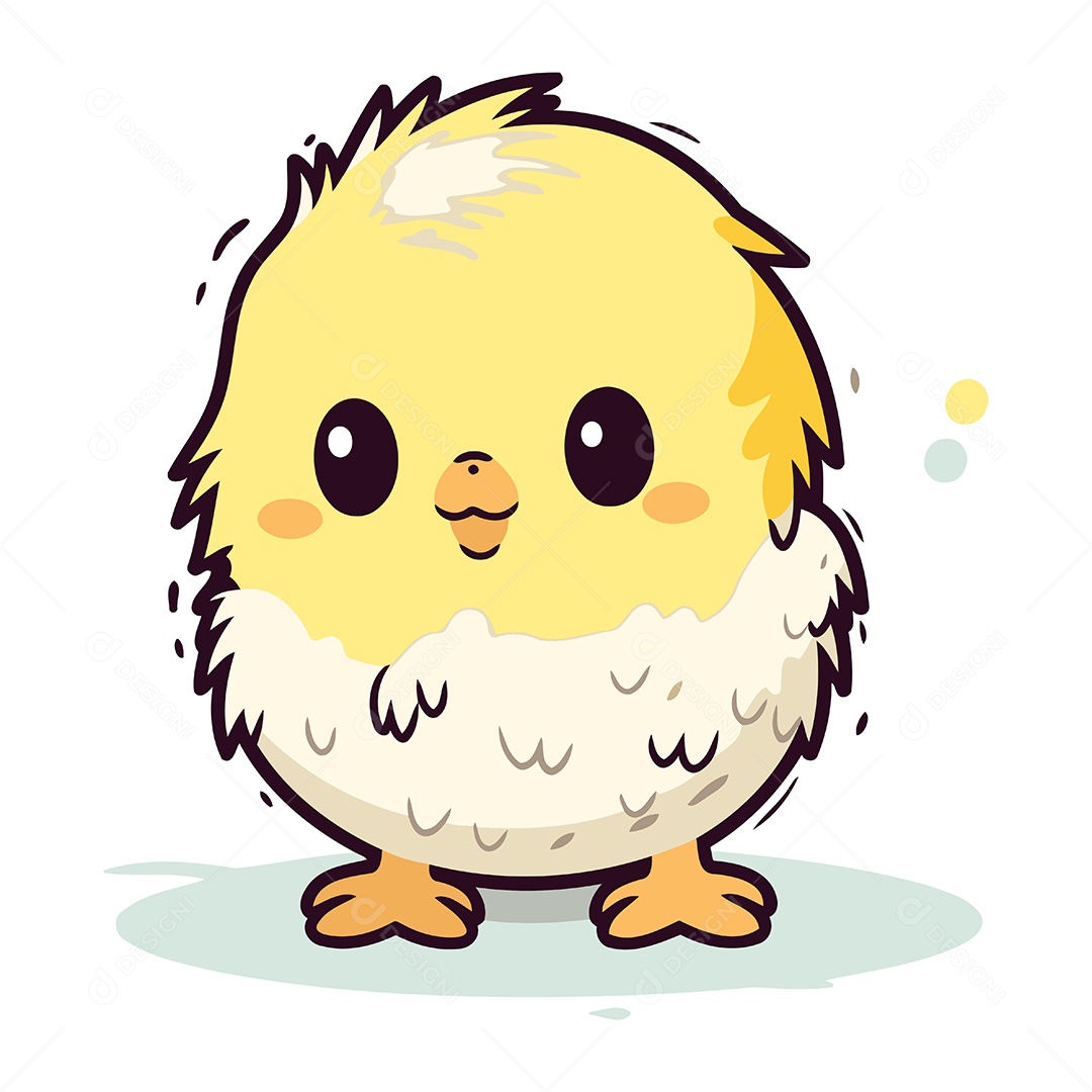 Pintinho Fofo de Desenho Animado Ilustração Vetor EPS