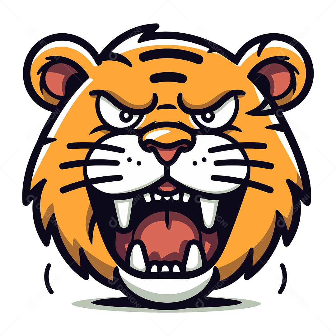 Cabeça de Tigre Desenho Animado Ilustração Vetor EPS