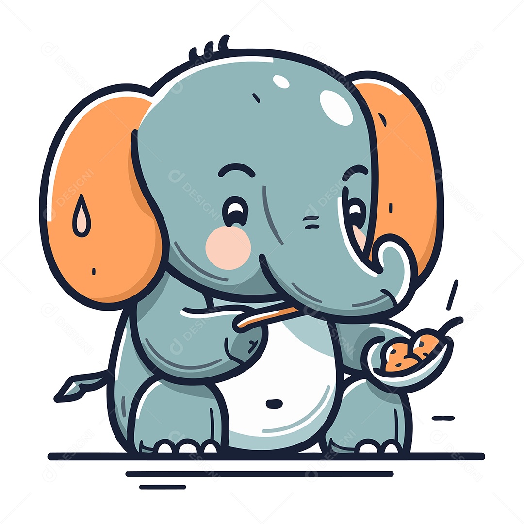 Elefante Fofo de Desenho Animado Ilustração Vetor EPS