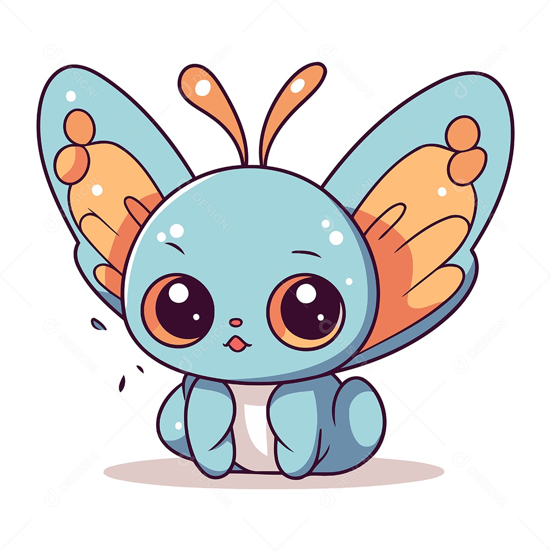 Borboleta Fofa de Desenho Animado Ilustração Vetor EPS