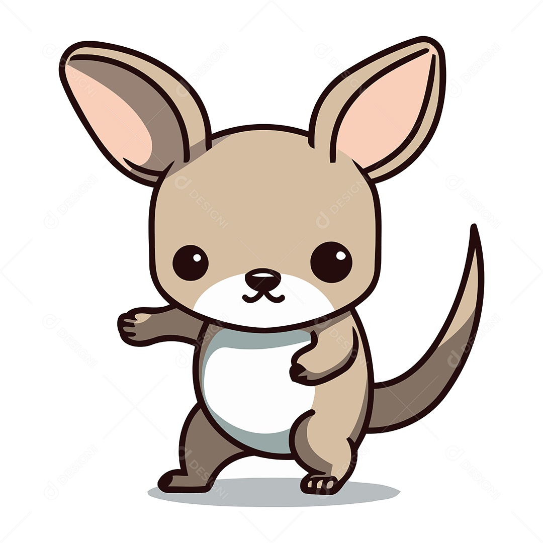 Canguru Fofo de Desenho Animado Ilustração Vetor EPS