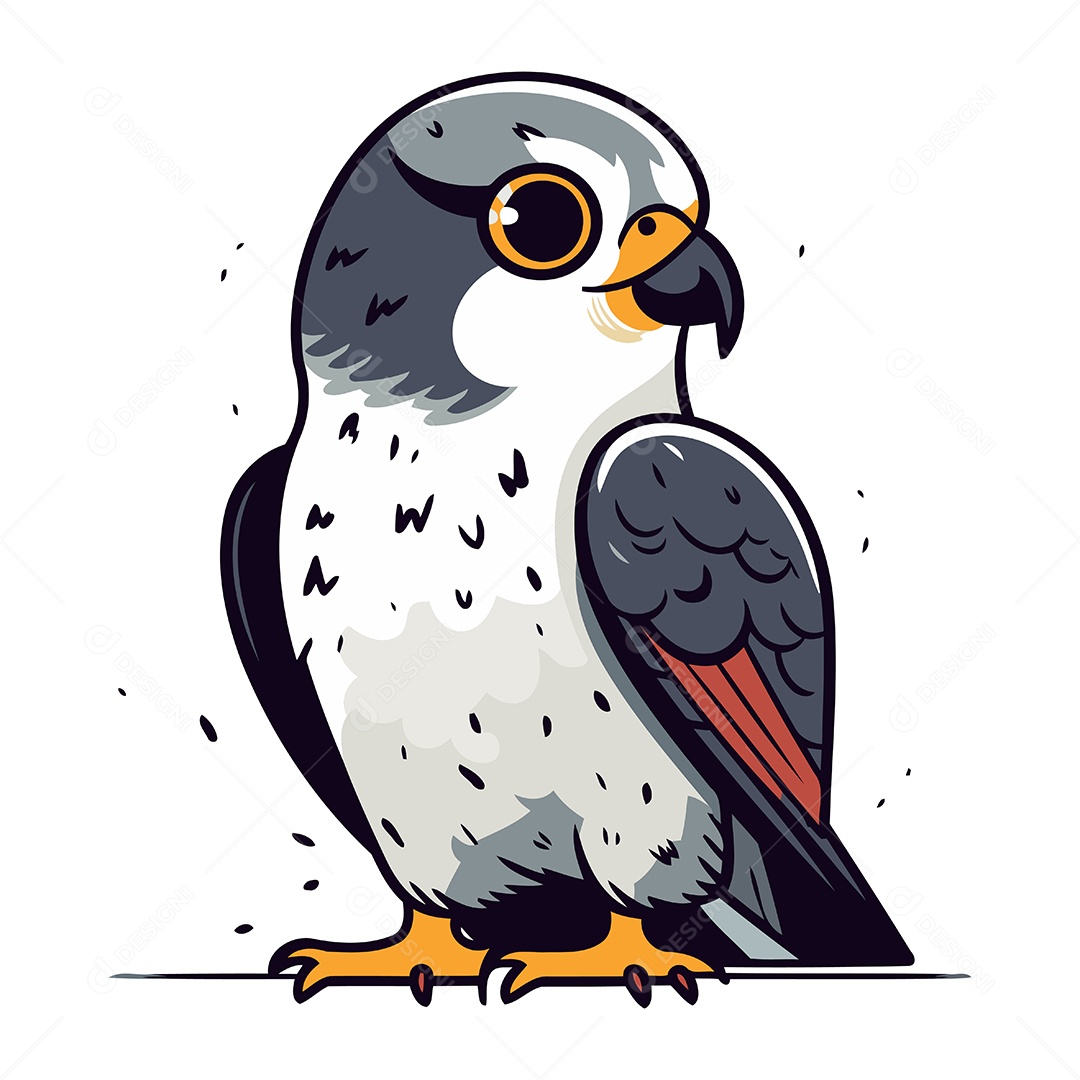 Falcão Peregrino de Desenho Animado Ilustração Vetor EPS