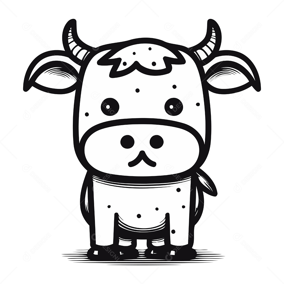 Vaca de Desenho Animado Ilustração Vetor EPS