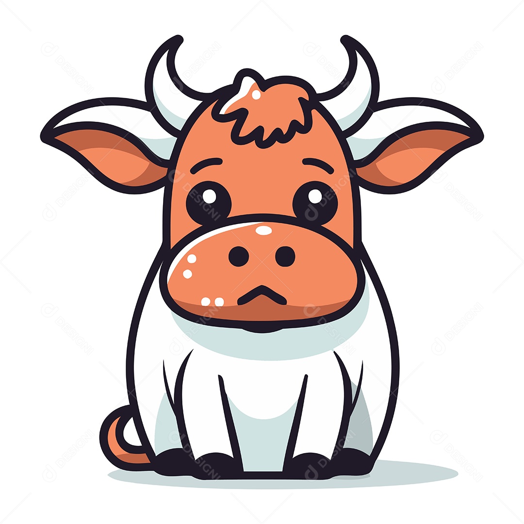 Vaca de Desenho Animado Ilustração Vetor EPS
