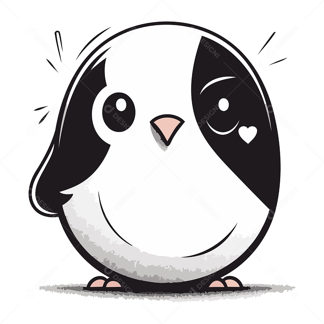 Pinguim Fofo de Desenho Animado Ilustração Vetor EPS