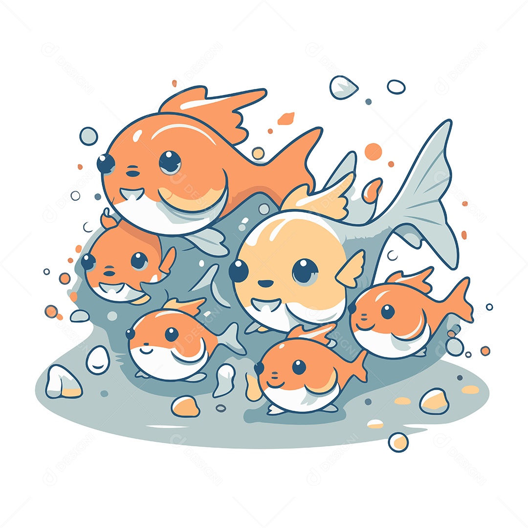 Peixes de Desenho Animado Ilustração Vetor EPS