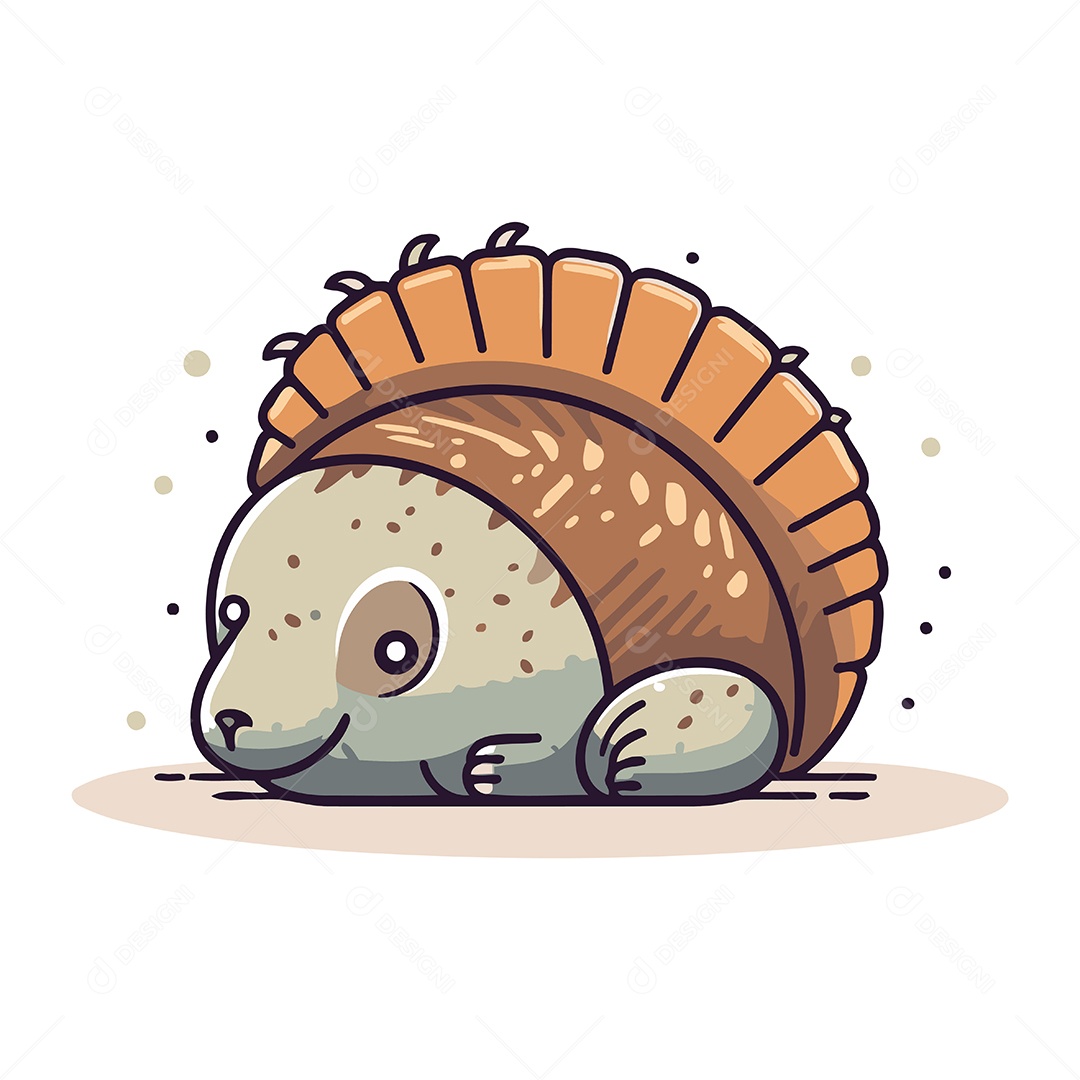 Porco Espinho de Desenho Animado Ilustração Vetor EPS