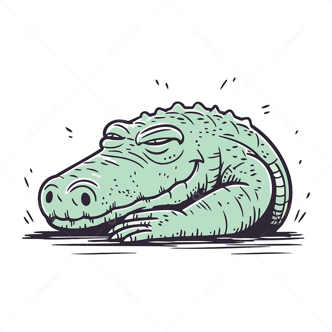 Crocodilo de Desenho Animado Ilustração Vetor EPS