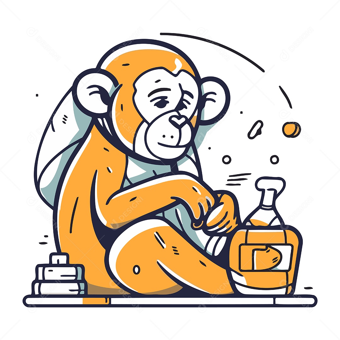 Macaco de Desenho Animado Ilustração Vetor EPS