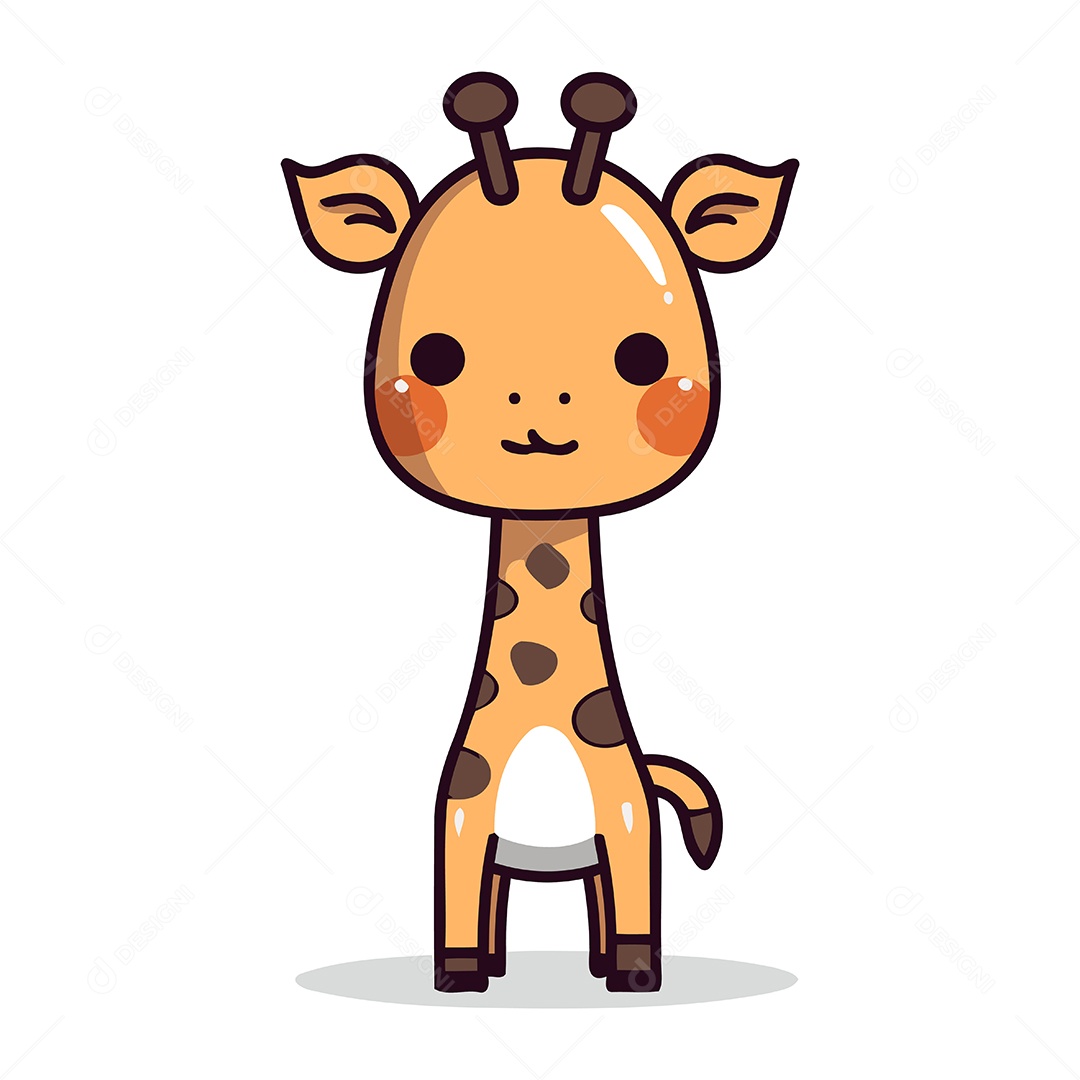 Girafa Fofa de Desenho Animado Ilustração Vetor EPS