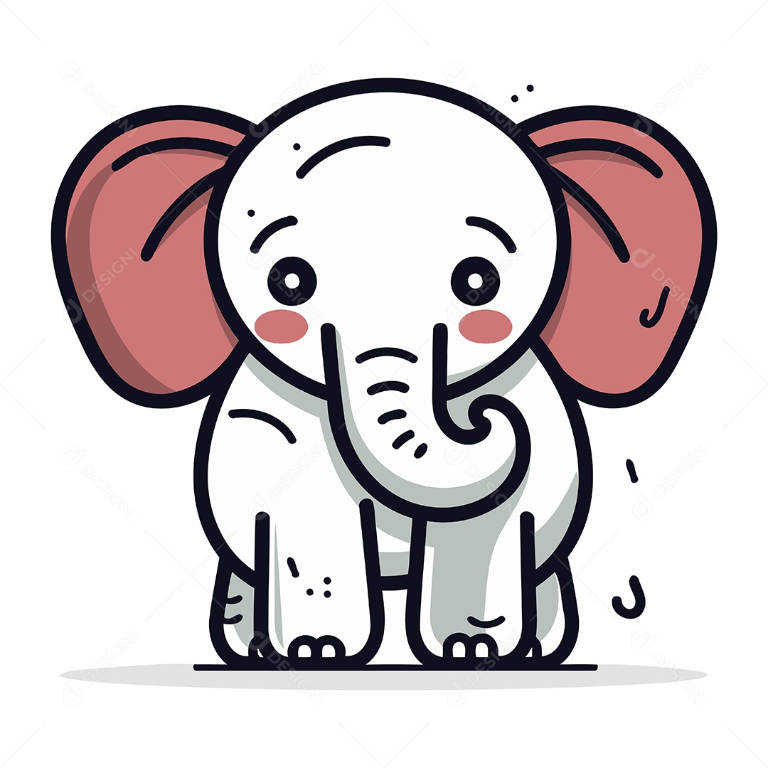 Elefante de Desenho Animado Ilustração Vetor EPS