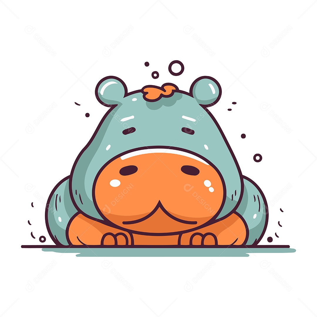 Hipopótamo de Desenho Animado Ilustração Vetor EPS