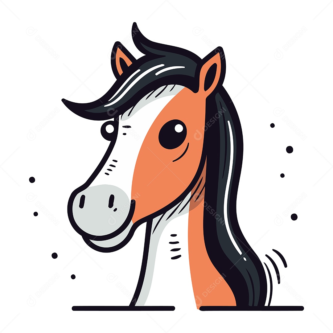 Cabeça de Cavalo Desenho Animado Ilustração Vetor EPS