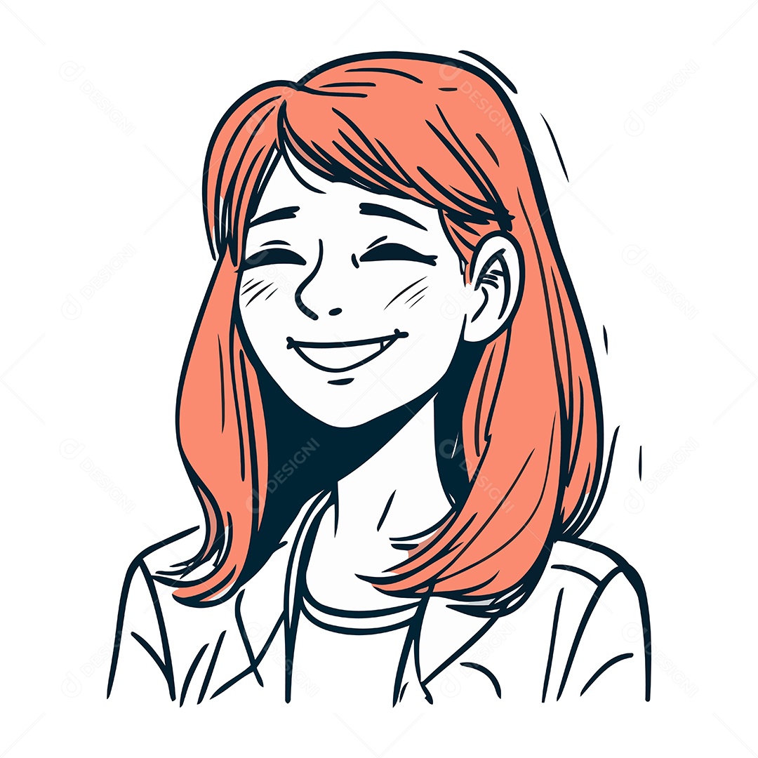 Mulher Sorridente de Desenho Animado Ilustração Vetor EPS