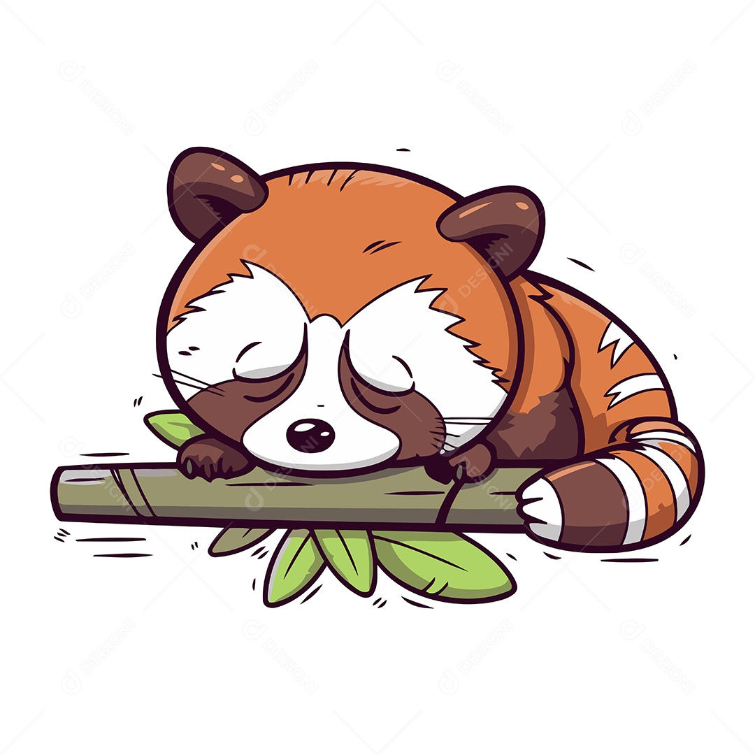 Panda Fofo Dormindo em Um Galho Ilustração Vetor EPS