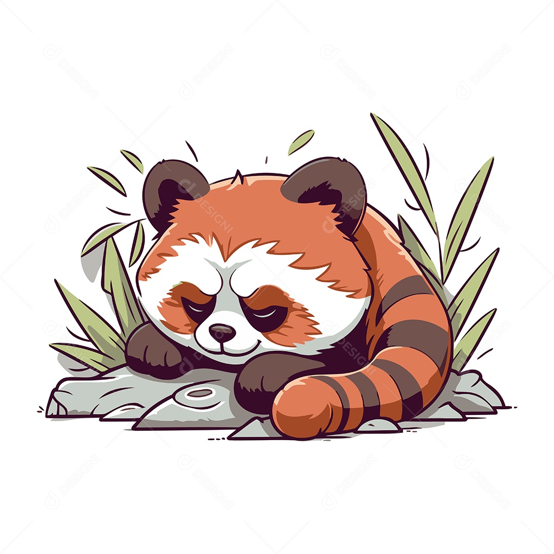 Panda Vermelho Fofo Dormindo Ilustração Vetor EPS