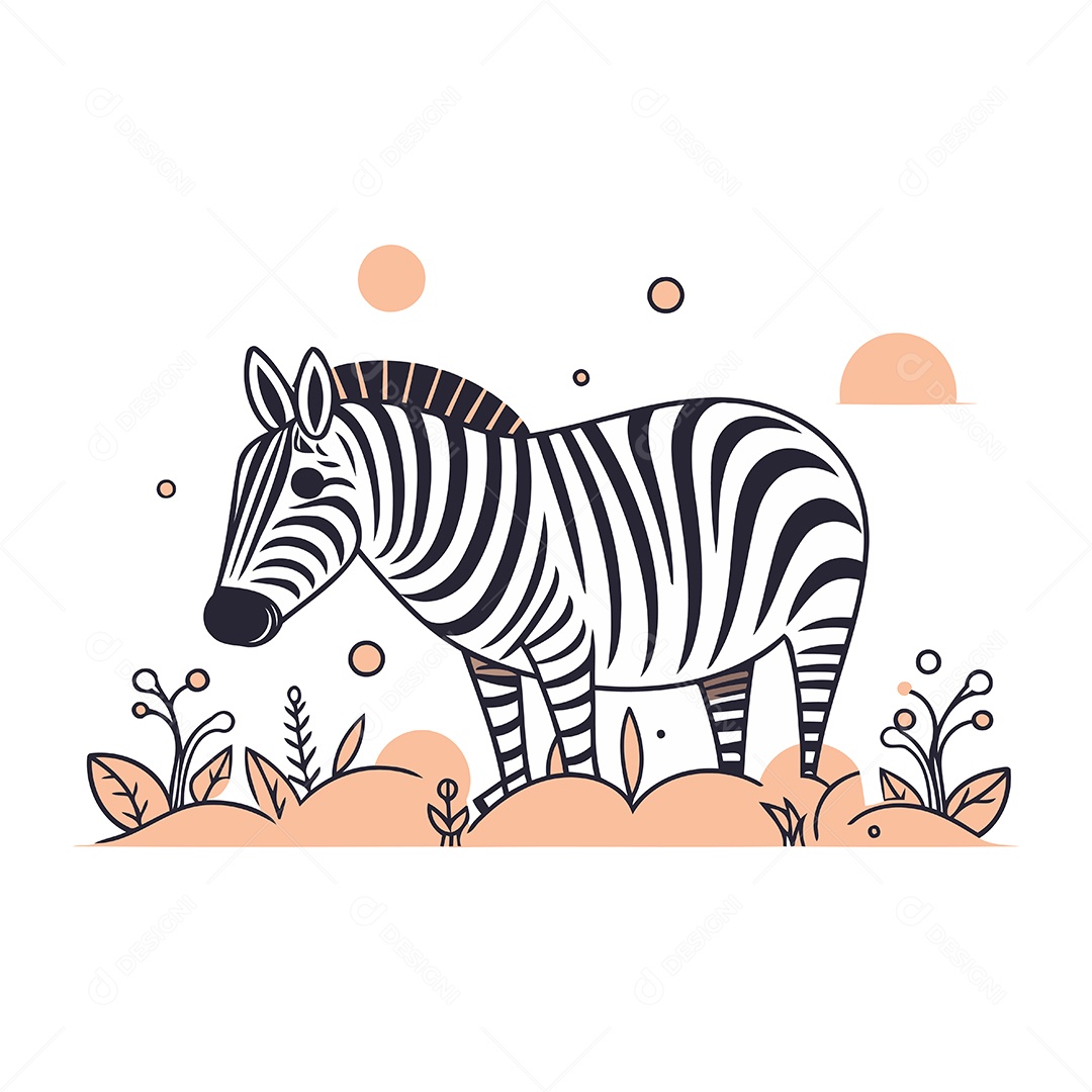 Zebra de Desenho Animado Ilustração Vetor EPS