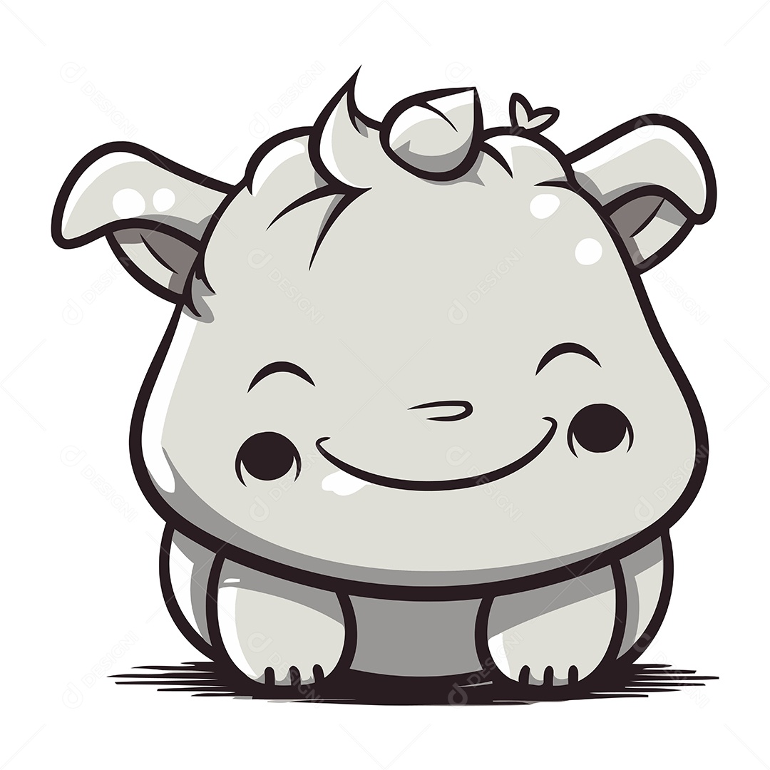 Rinoceronte de Desenho Animado Ilustração Vetor EPS