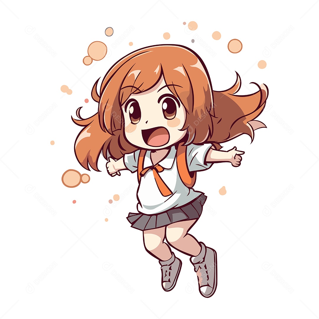 Menininha Fofa Pulando e Sorrindo Ilustração Vetor EPS