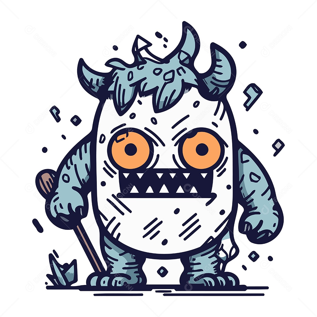 Monstro de Desenho Animado Ilustração Vetor EPS