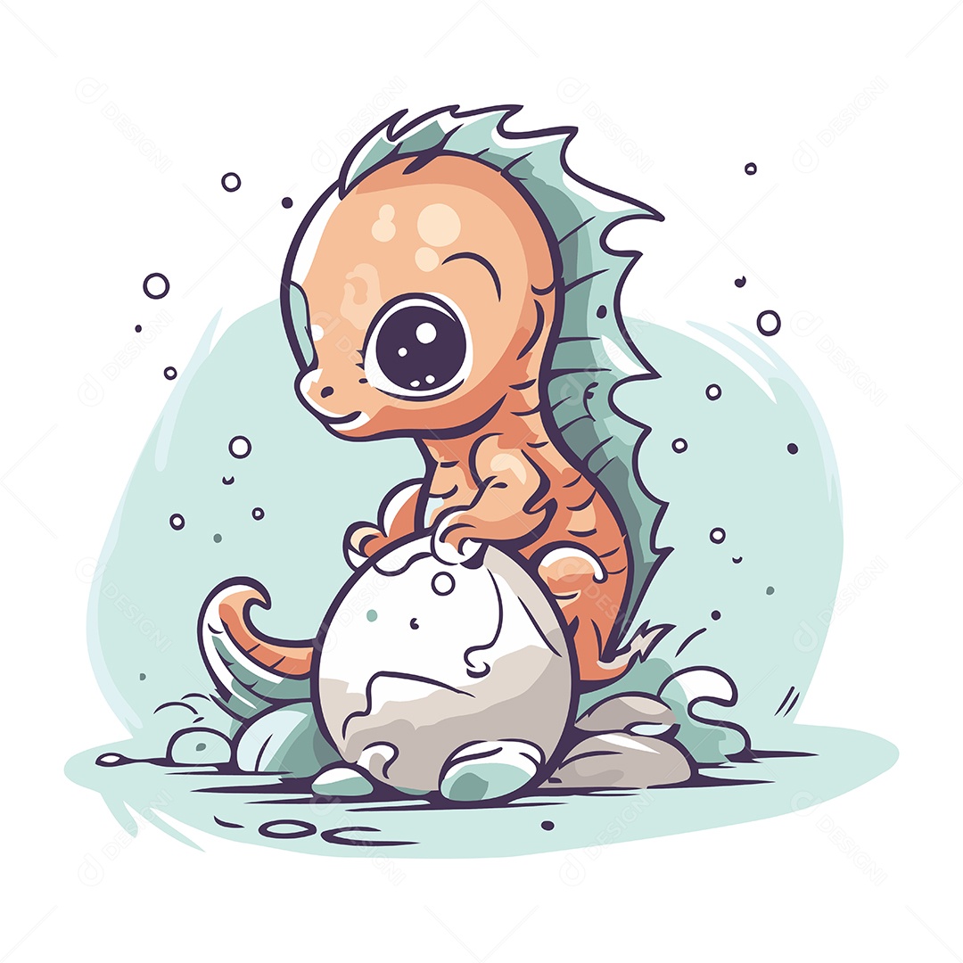 Cavalo Marinho de Desenho Animado Ilustração Vetor EPS